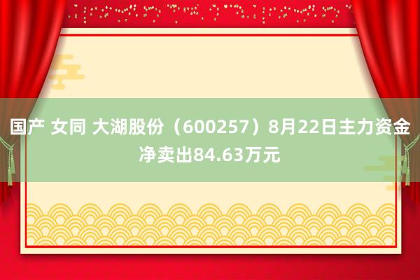 国产 女同 大湖股份（600257）8月22日主力资金净卖出84.63万元