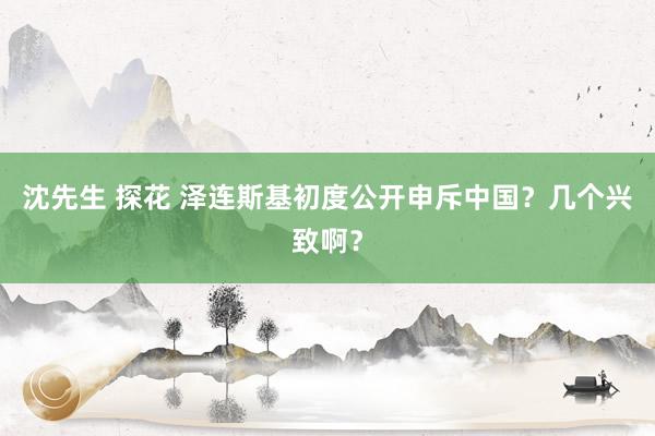沈先生 探花 泽连斯基初度公开申斥中国？几个兴致啊？